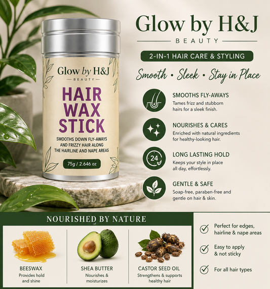 Glow by H&J Hair Wax Stick – 24-Hour Frizz Control & Edge Smoother